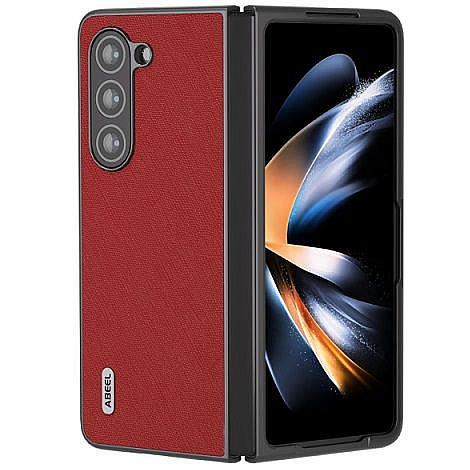 ����� ���� ����  Cross Texture Genuine Leather ���� Abeel ������ ������ ����: Samsung Galaxy Z Fold 5 (��� ����)