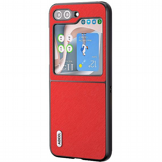����� ���� ���� Cross Texture Genuine Leather ���� Abeel ������ ������ ����: Samsung Galaxy Z Fold 5 (��� ����)