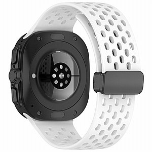 ����� ������� ����  Ocean Hole Dual Buckle Silicone Band ���� iBands ����� ��� ����: Samsung Galaxy Watch Ultra 47mm (��� White) 
