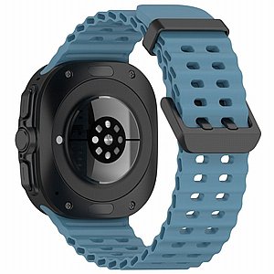 ����� ������� ����  Ocean Hole Dual Buckle Silicone Band ���� iBands ����� ��� ����: Samsung Galaxy Watch Ultra 47mm (��� Dark Blue) 