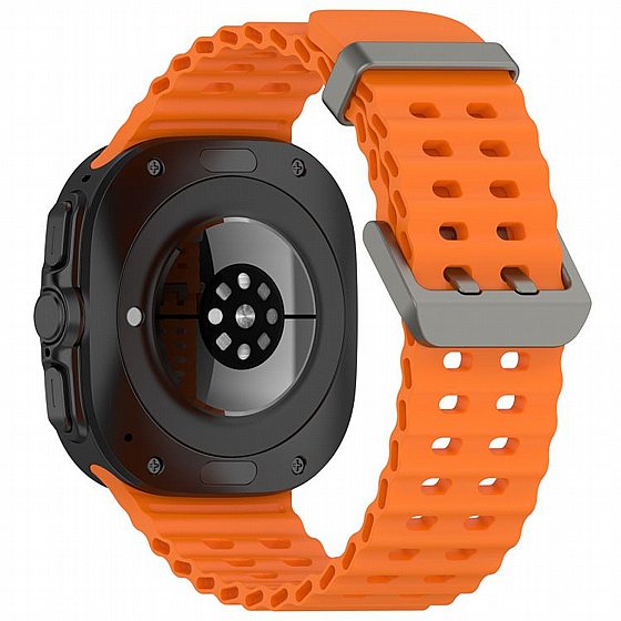����� ������� ����  Ocean Hole Dual Buckle Silicone Band ���� iBands ����� ��� ����: Samsung Galaxy Watch Ultra 47mm (��� Gray) 