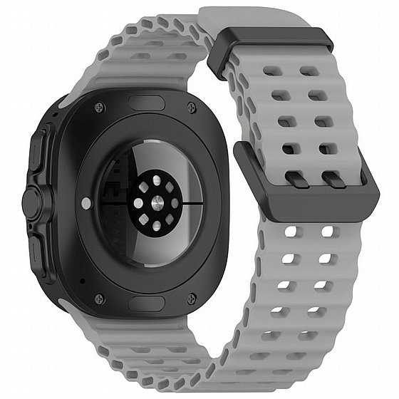 ����� ������� ����  Ocean Hole Dual Buckle Silicone Band ���� iBands ����� ��� ����: Samsung Galaxy Watch Ultra 47mm (��� Black) 