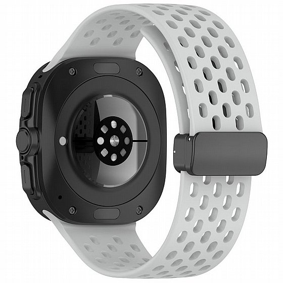 ����� ������� ����  Hole Magnetic Folding Buckle Silicone Band ���� iBands ����� ��� ����: Samsung Galaxy Watch Ultra 47mm (��� Blue) 