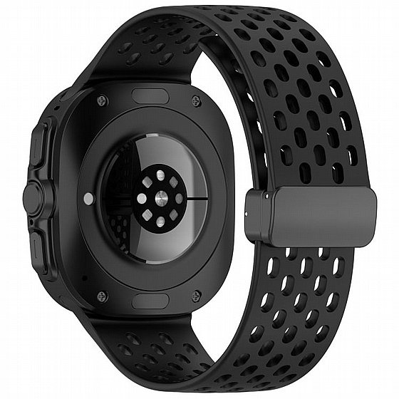 ����� ������� ����  Hole Magnetic Folding Buckle Silicone Band ���� iBands ����� ��� ����: Samsung Galaxy Watch Ultra 47mm (��� Gray) 