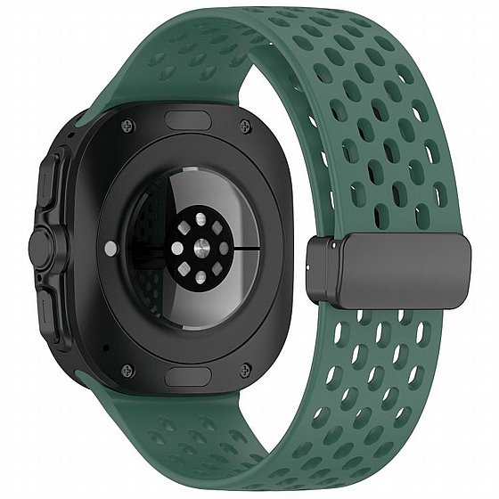 ����� ������� ����  Hole Magnetic Folding Buckle Silicone Band ���� iBands ����� ��� ����: Samsung Galaxy Watch Ultra 47mm (��� White) 