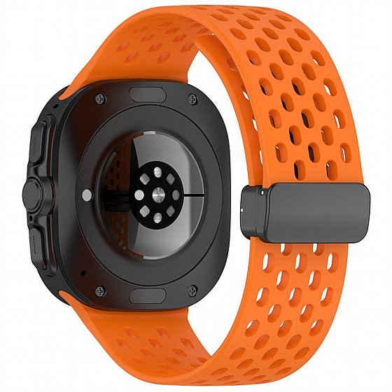 ����� ������� ����  Hole Magnetic Folding Buckle Silicone Band ���� iBands ����� ��� ����: Samsung Galaxy Watch Ultra 47mm (��� Pink) 