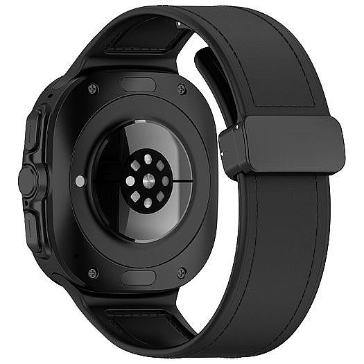 ����� ��� ���� Magnetic Folding Buckle Leather Band ���� iBands ����� ��� ����: Samsung Galaxy Watch Ultra 47mm (��� Blue) 