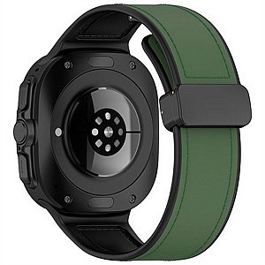 ����� ��� ���� Magnetic Folding Buckle Leather Band ���� iBands ����� ��� ����: Samsung Galaxy Watch Ultra 47mm (��� Orange) 
