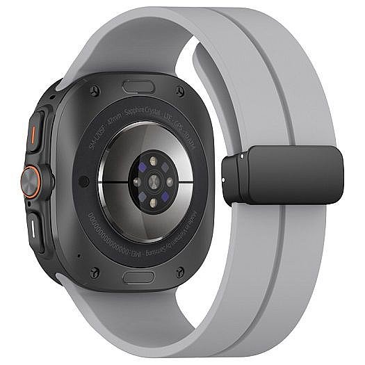 ����� ������� ���� Magnetic Folding Buckle Silicone Band ���� iBands ����� ��� ����: Samsung Galaxy Watch Ultra 47mm (��� Black) 