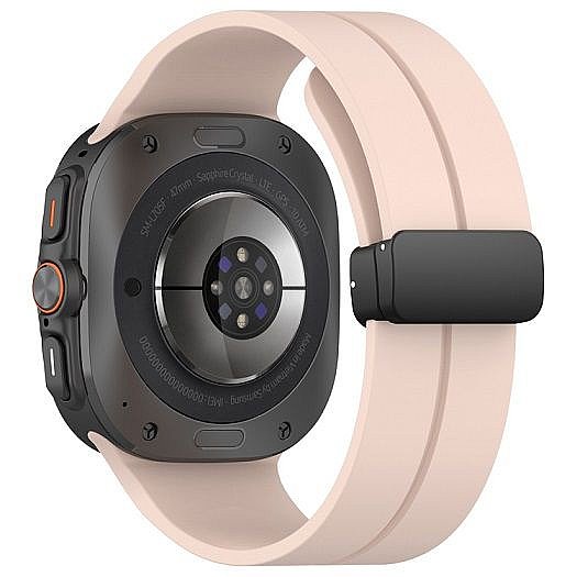 ����� ������� ���� Magnetic Folding Buckle Silicone Band ���� iBands ����� ��� ����: Samsung Galaxy Watch Ultra 47mm (��� Orange) 