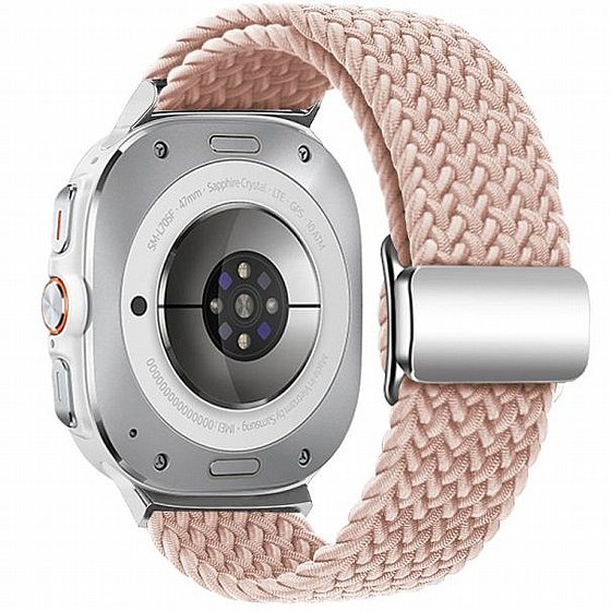 ����� �� / ������ ���� Loop Magnetic Buckle Nylon Band ���� iBands ����� ��� ����: Samsung Galaxy Watch Ultra 47mm (��� Pink) 