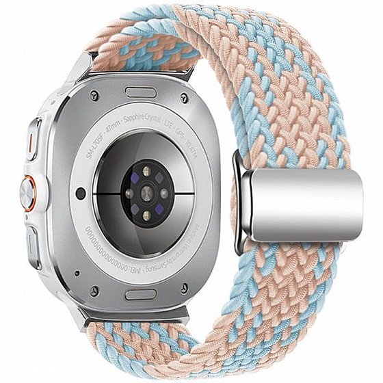 ����� �� / ������ ���� Loop Magnetic Buckle Nylon Band ���� iBands ����� ��� ����: Samsung Galaxy Watch Ultra 47mm (��� Colorful Starlight) 