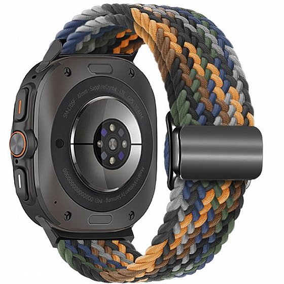 ����� �� / ������ ���� Loop Magnetic Buckle Nylon Band ���� iBands ����� ��� ����: Samsung Galaxy Watch Ultra 47mm (��� Blue Diamond Powder) 