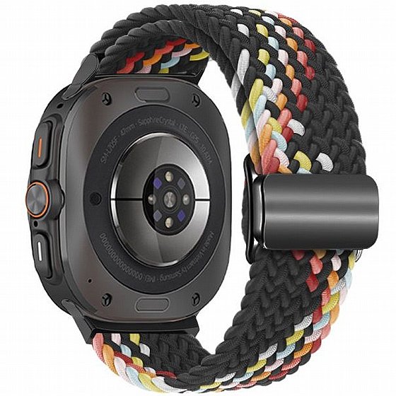 ����� �� / ������ ���� Loop Magnetic Buckle Nylon Band ���� iBands ����� ��� ����: Samsung Galaxy Watch Ultra 47mm (��� Official Rainbow) 