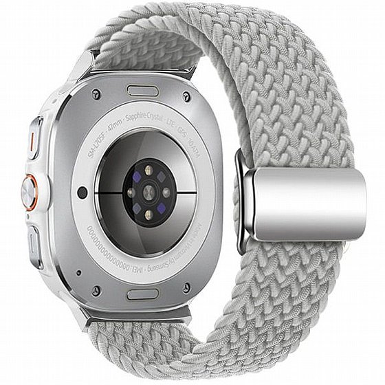 ����� �� / ������ ���� Loop Magnetic Buckle Nylon Band ���� iBands ����� ��� ����: Samsung Galaxy Watch Ultra 47mm (��� Denim Rainbow) 
