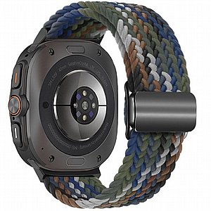 ����� �� / ������ ���� Loop Magnetic Buckle Nylon Band ���� iBands ����� ��� ����: Samsung Galaxy Watch Ultra 47mm (��� Camo Colorful) 