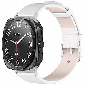����� ��� ���� Stainless Leather Band ���� iBands ����� ��� ����: Samsung Galaxy Watch Ultra 47mm (��� Wine Red) 