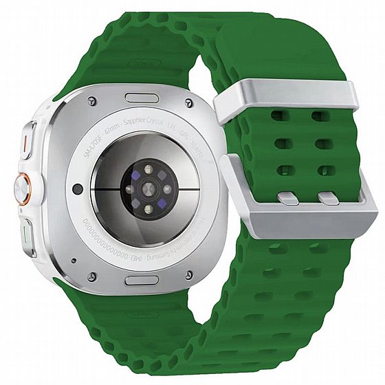 ����� ������� ����  Ocean Hole Dual Buckle Silicone Band ���� iBands ����� ��� ����: Samsung Galaxy Watch Ultra 47mm (��� Wine Red/Silver) 