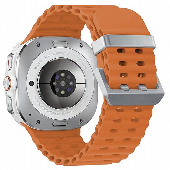 ����� ������� ����  Ocean Hole Dual Buckle Silicone Band ���� iBands ����� ��� ����: Samsung Galaxy Watch Ultra 47mm (��� Orange) 