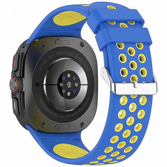 ����� ������� ����  Holes Silicone Band ���� iBands ����� ��� ����: Samsung Galaxy Watch Ultra 47mm (��� Blue/White) 