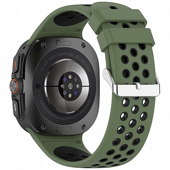����� ������� ����  Holes Silicone Band ���� iBands ����� ��� ����: Samsung Galaxy Watch Ultra 47mm (��� Gray/Yellow) 