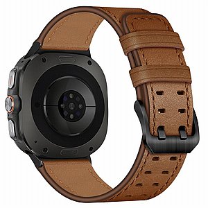 ����� ��� ���� Double Buckle Leather Band ���� iBands (��� Grey) ����� ��� ����  Samsung Galaxy Watch 8 / Samsung Galaxy Watch 8 Classic