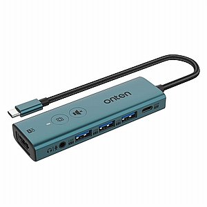 מתאם מחיבור TYPE-C לחיבור HDMI 4K 60Hz x 2 + חיבור VGA + חיבור 3.5mm מבית Onten מתאם מחיבור TYPE-C לחיבור HDMI 4K 60Hz x 2 + חיבור VGA + חיבור 3.5mm מבית Onten